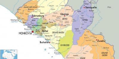 Карта на Либерија земја