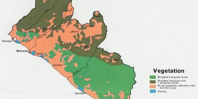 Карта на вегетација карта на Либерија