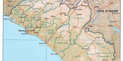 Карта на географска карта на Либерија