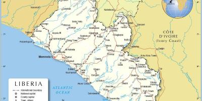 Карта на Либерија западна африка