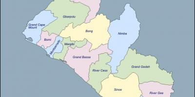 Карта на Либерија окрузи