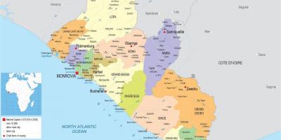 Карта на исцртување на политичката карта на Либерија